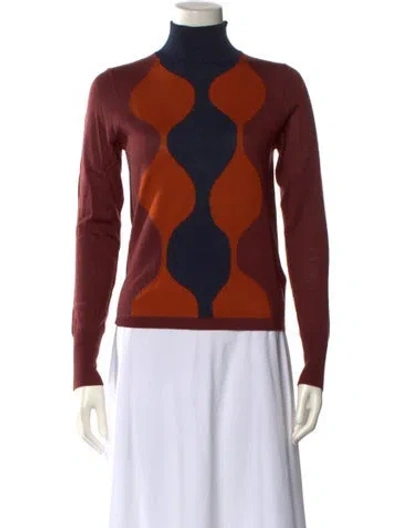 Pre-owned Marimekko Printed Mock Neck Sweater In Red