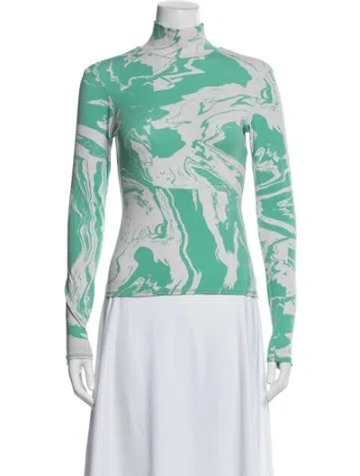 Pre-owned Marimekko Printed Mock Neck Top In Blue