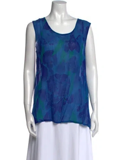 Pre-owned Marimekko Printed Scoop Neck Top In Blue