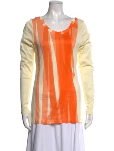Pre-owned Marimekko Printed Scoop Neck Top W/ Tags In Orange