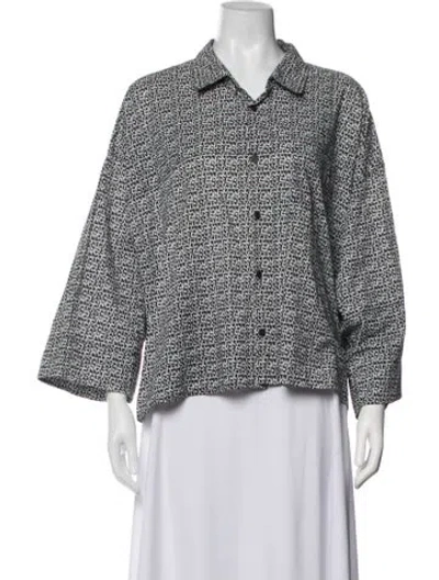 Pre-owned Marimekko Printed Three-quarter Sleeve Top In White