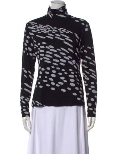 Pre-owned Marimekko Printed Turtleneck Top In Black