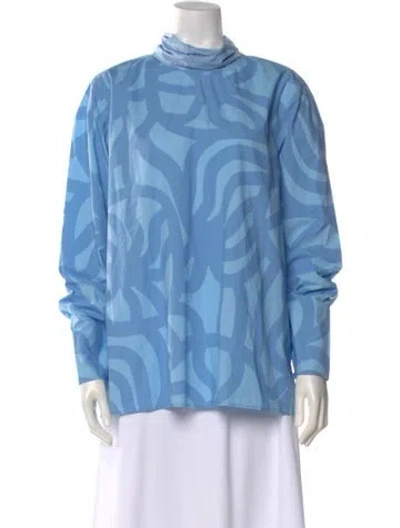 Pre-owned Marimekko Printed Turtleneck Top In Blue