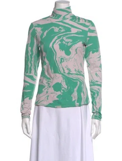 Pre-owned Marimekko Printed Turtleneck Top In Green