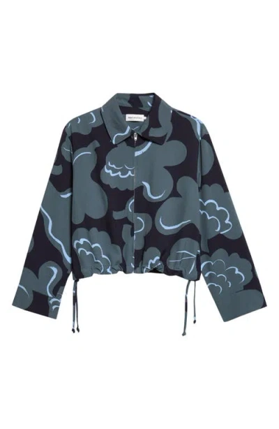 Marimekko Pulssi Kuksta Kukan Cropped Zip Shirt In Black