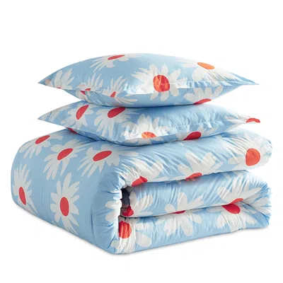Marimekko Rakastaa Ei Rakasta Cotton Percale 3-piece Duvet Cover Set, King In Blue
