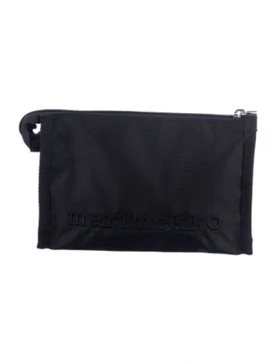 Pre-owned Marimekko Rectangle Embroidered Cosmetic Bag In Black