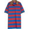 Marimekko Referenssi Stripe Cotton Polo Tunic In Blue Red