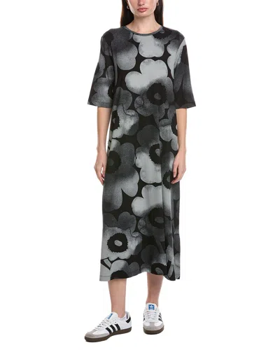 Marimekko Rento Akvarelli Unikko Midi Dress In Black