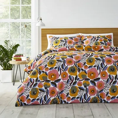 Marimekko Rosarium Cotton Pink Comforter Set In Pink;orange