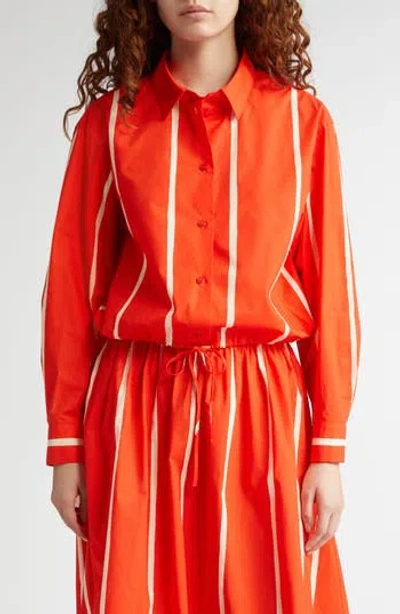 Marimekko Rypytys Puhveli Stripe Shirt In Bright Red/light Yellow