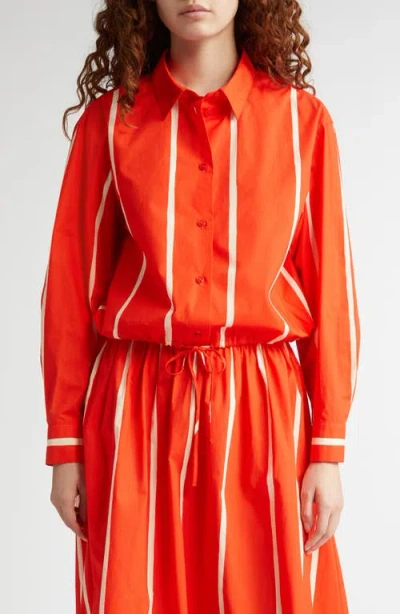 Marimekko Rypytys Puhveli Stripe Shirt In Bright Red/light Yellow