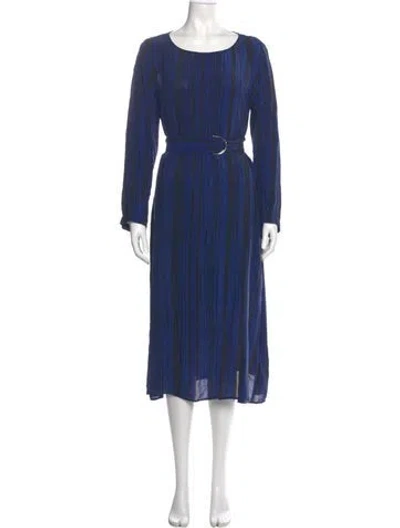 Pre-owned Marimekko Scoop Neck Midi Length Dress In Blue