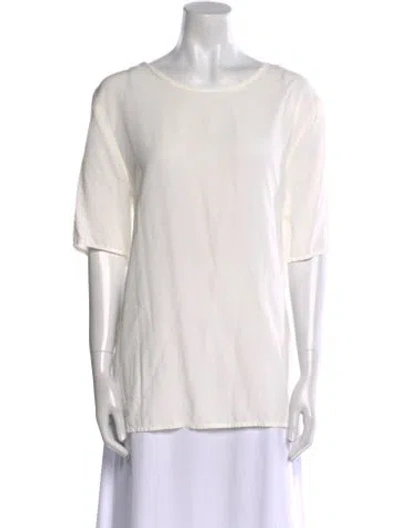 Pre-owned Marimekko Scoop Neck Short Sleeve T-shirt In White