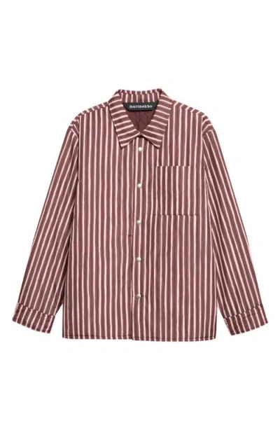 Marimekko Seura Piclo Kiski Striped Overshirt In Brown