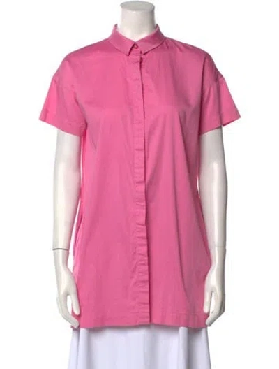 Pre-owned Marimekko Short Sleeve Button-up Top In Pink