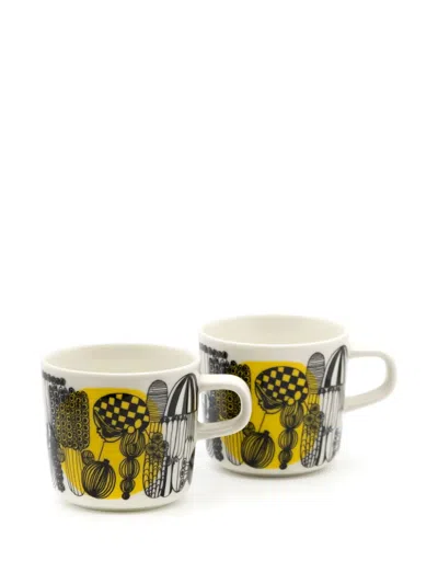 Marimekko Siirtolapuutarha Mugs (set Of Two) In White