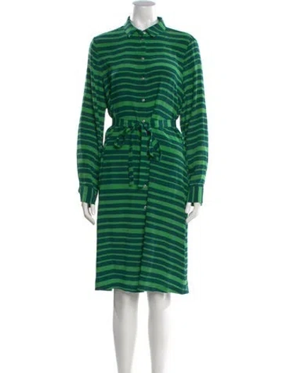 Pre-owned Marimekko Silk Knee-length Dress In Green