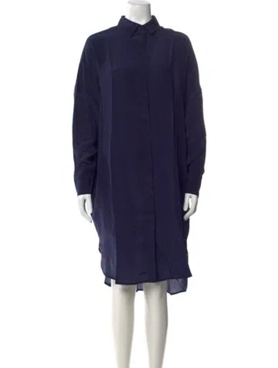 Pre-owned Marimekko Silk Midi Length Dress In Blue