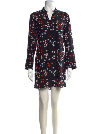 Pre-owned Marimekko Silk Mini Dress In Black
