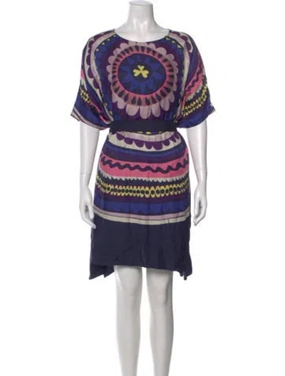 Pre-owned Marimekko Silk Mini Dress In Blue