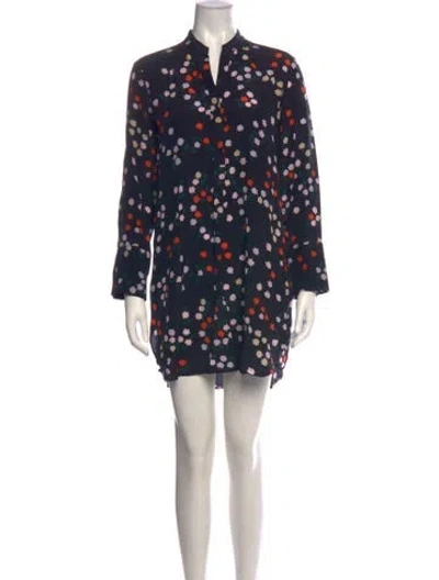 Pre-owned Marimekko Silk Mini Dress In Blue