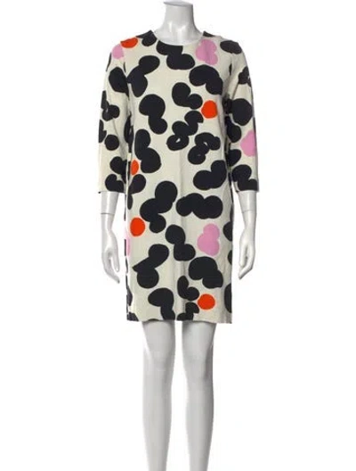 Pre-owned Marimekko Silk Mini Dress In Neutrals