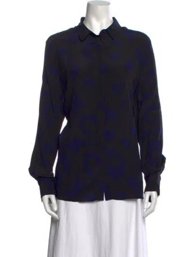 Pre-owned Marimekko Silk Patterned Top In Black