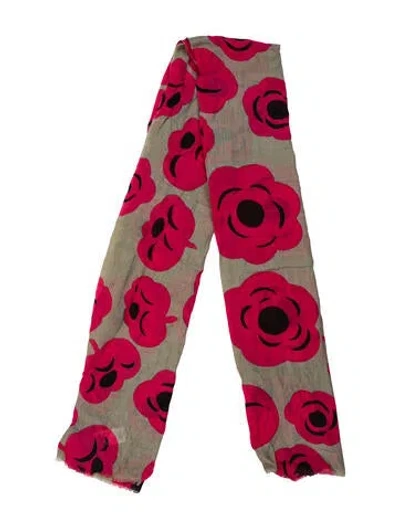 Pre-owned Marimekko Silk Printed Scarf W/ Tags In Neutral