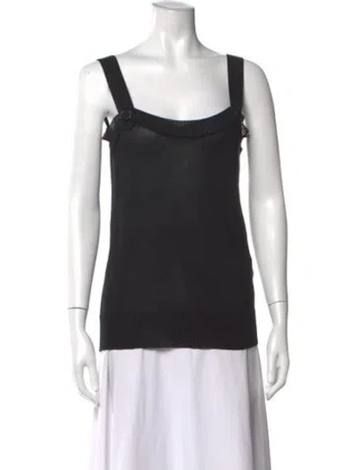 Pre-owned Marimekko Silk Scoop Neck Top In Black