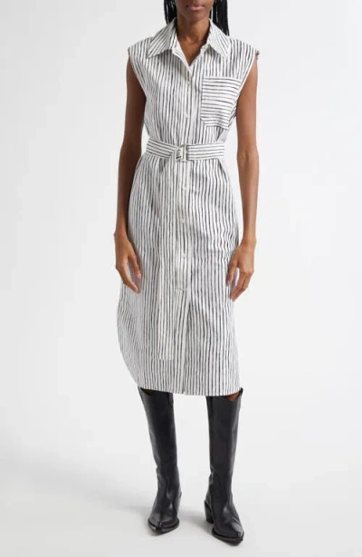 Marimekko Simppeli Aita Stripe Sleeveless Cotton Shirtdress In Blue