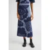Marimekko Sivellys Pioni Linen Blend Knit Midi Skirt