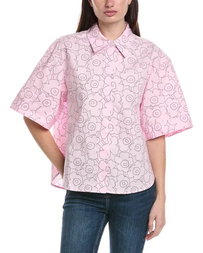 Marimekko Standardi Piirto Unikko Button Front Shirt In Pink