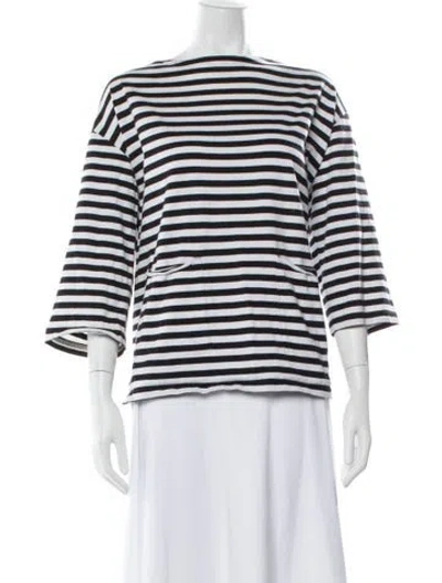 Pre-owned Marimekko Striped Bateau Neckline Top In Black/white