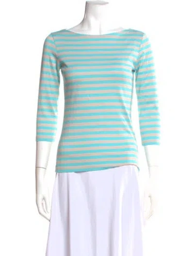 Pre-owned Marimekko Striped Bateau Neckline Top In Blue