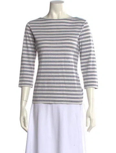 Pre-owned Marimekko Striped Bateau Neckline Top In Gray