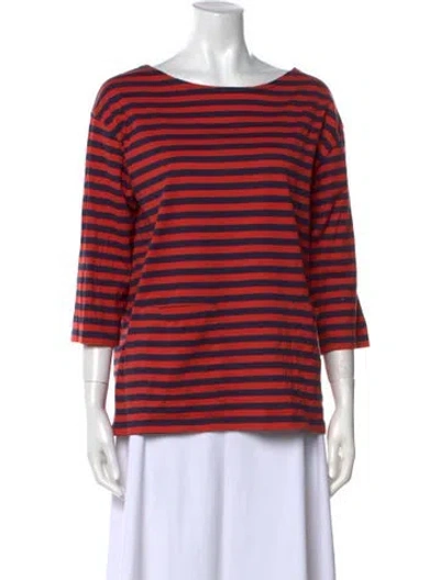 Pre-owned Marimekko Striped Bateau Neckline T-shirt In Multi