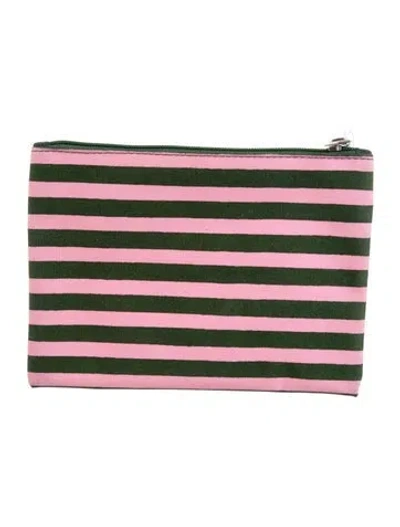 Pre-owned Marimekko Striped Cosmetic Bag In Green