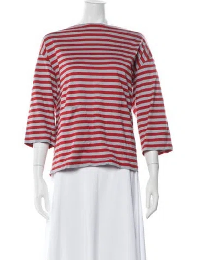 Pre-owned Marimekko Striped Crew Neck Top In Blue