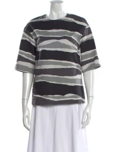 Pre-owned Marimekko Striped Crew Neck T-shirt In Black