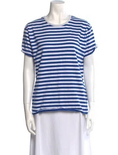 Pre-owned Marimekko Striped Crew Neck T-shirt In Blue