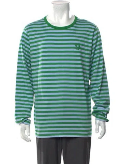 Pre-owned Marimekko Striped Crew Neck T-shirt In Blue/green