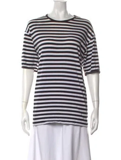Pre-owned Marimekko Striped Crew Neck T-shirt In Brown