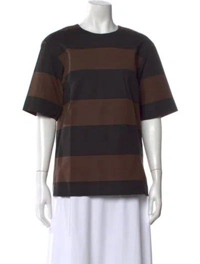 Pre-owned Marimekko Striped Crew Neck T-shirt In Brown