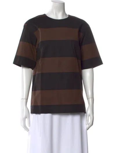 Pre-owned Marimekko Striped Crew Neck T-shirt In Brown