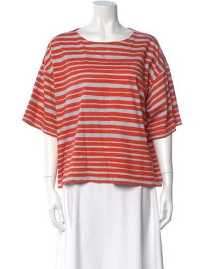 Pre-owned Marimekko Striped Crew Neck T-shirt In Orange