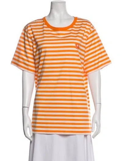 Pre-owned Marimekko Striped Crew Neck T-shirt In Orange