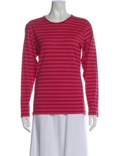 Pre-owned Marimekko Striped Crew Neck T-shirt In Pink
