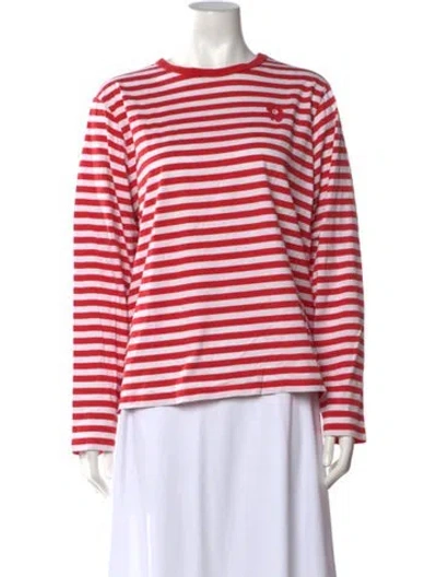 Pre-owned Marimekko Striped Crew Neck T-shirt In Red