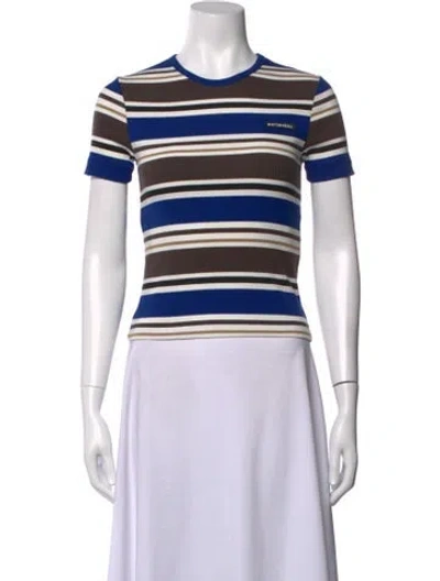 Pre-owned Marimekko Striped Crew Neck T-shirt W/ Tags In White